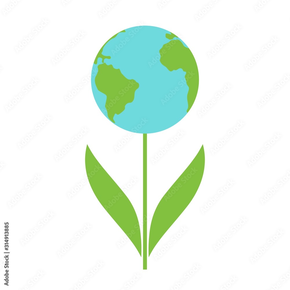 Green leafs and globe Eco icon, mockup save planet logo Green leafs and globe Eco icon, mockup save planet logo