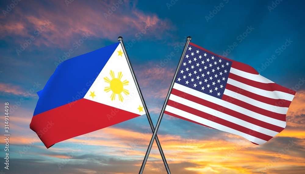 3D illustration of USA and Philippines flag Stock Illustration | Adobe ...