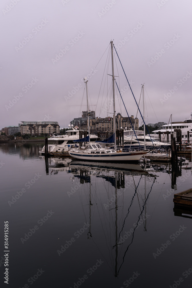 Foggy Day for Boats in the Harbor
