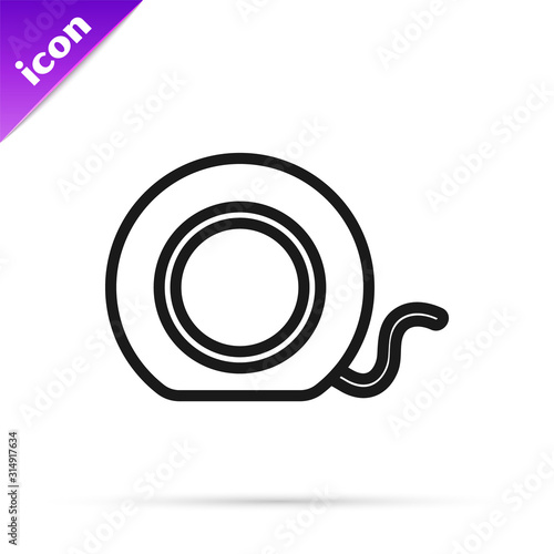 Black line Dental floss icon isolated on white background.  Vector Illustration