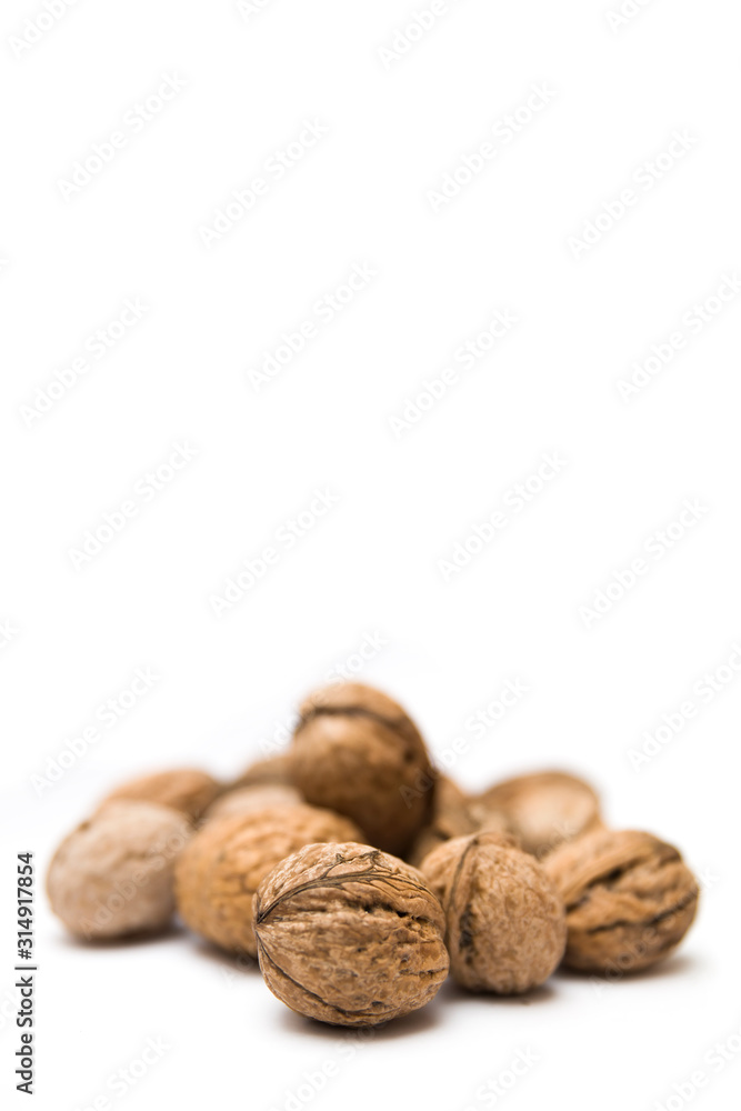 Group of walnuts isolated on white background Group of walnuts isolated on white background