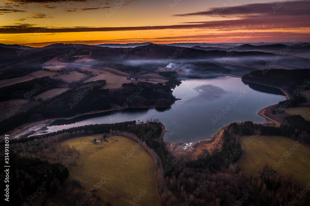 The Nýrsko reservoir is a dam on the Úhlava River, which is located south of Nýrsko in the Klatovy district in the Pilsen Region. It was built between 1965 and 1969 on a 93.69 kilometer kilometer. The