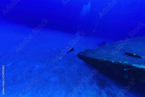 Scuba diving on the ship wreck the Hilma Hooker © Focused Adventures