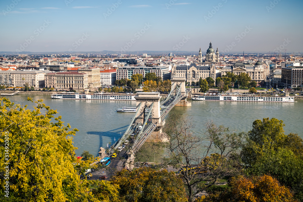 Budapest Chain Bridge and St. Stephans Basilika