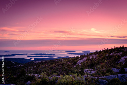 Sunset over frenchman bay in Acadia national park