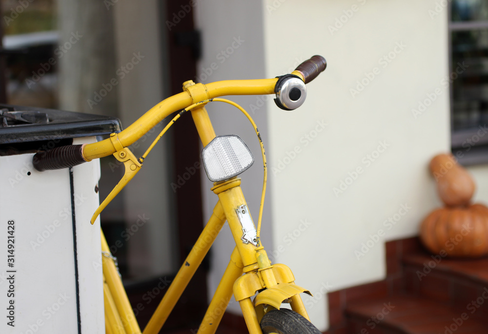 Yellow retro bicycle. Yellow retro bicycle.