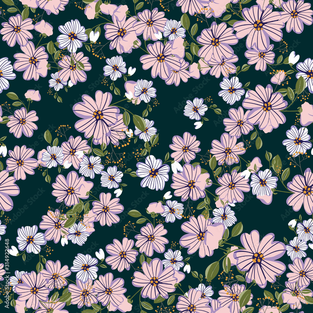 Fashionable cute pattern in nativel flowers. Floral seamless background for textiles, fabrics, covers, wallpapers, print, gift wrapping or any purpose. Fashionable cute pattern in nativel flowers. Floral seamless background for textiles, fabrics, covers, wallpapers, print, gift wrapping or any purpose.
