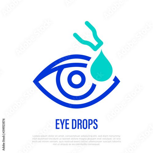 Eye drops. Ophthalmology thin line icon. Healthcare and medical vector illustration.