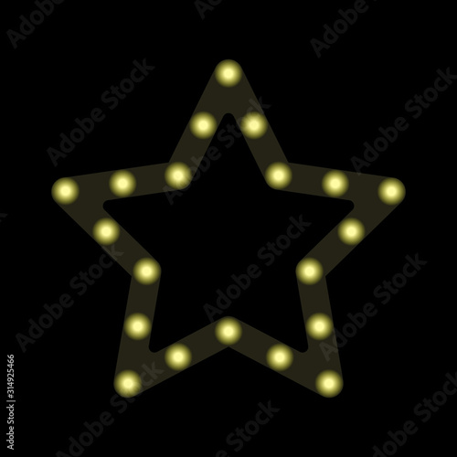 Glowing circles inside a yellow star on a dark background. Vector illustration