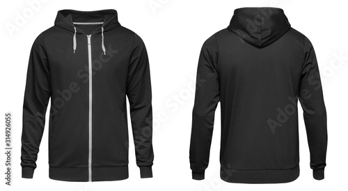 Photography Men's hoodie black with zipper isolated on white background