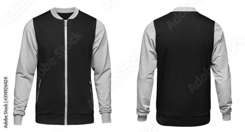 Valokuva Grey bomber jacket template used for your design isolated on white background
