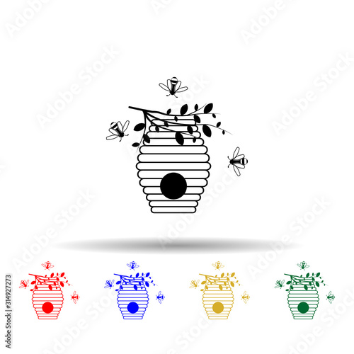 beehive multi color style icon. Simple glyph, flat vector of beekeeping icons for ui and ux, website or mobile application