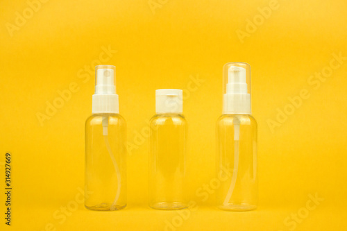 Clear Cosmetic Oil Bottle With Pump Mockup Prototypes