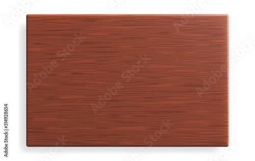 Realistic brown wooden board with shadow. Vector illustration.
