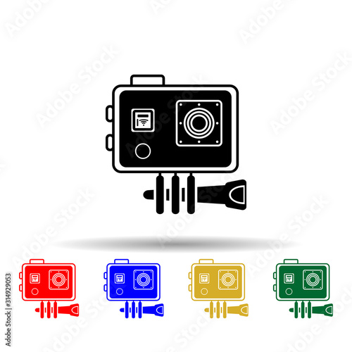 Action camera multi color style icon. Simple glyph, flat vector of equipment photography icons for ui and ux, website or mobile application