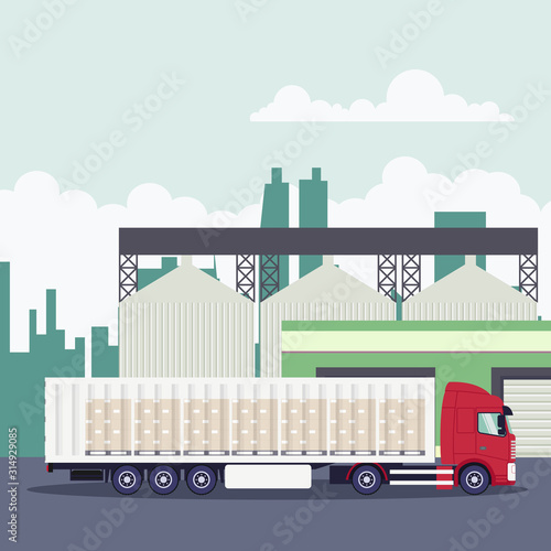 Fototapeta Naklejka Na Ścianę i Meble -  Industrial transport logistics with container truck