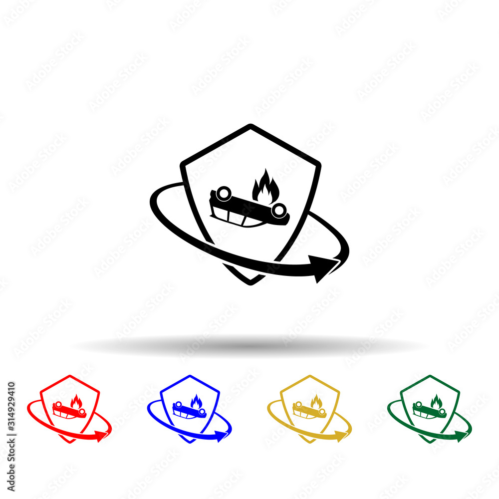 Car, fire, accident insurance multi color style icon. Simple glyph, flat vector of insurance icons for ui and ux, website or mobile application Car, fire, accident insurance multi color style icon. Simple glyph, flat vector of insurance icons for ui and ux, website or mobile application