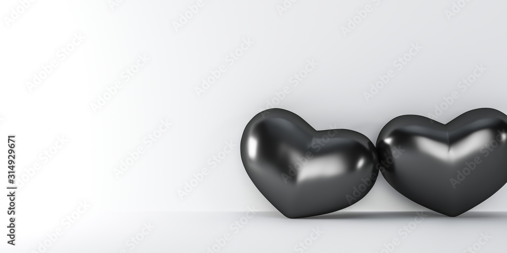 World heart day - couple black hearts as symbol of love - billboard banner template mockup with place for text and logo World heart day - couple black hearts as symbol of love - billboard banner template mockup with place for text and logo