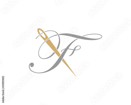 Letter F With Needle Logo Design Template 002
