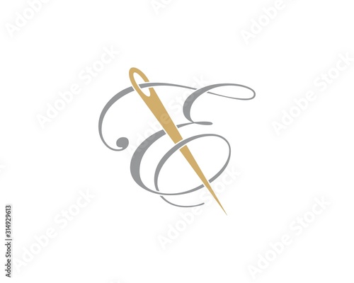 Letter E With Needle Logo Design Template 002