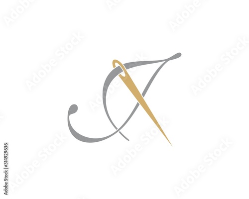 Letter I OR J With Needle Logo Design Template 002