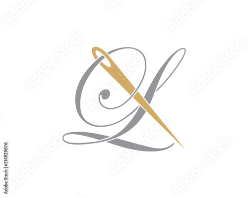 Letter L With Needle Logo Design Template 002