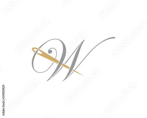 Letter W With Needle Logo Design Template 002