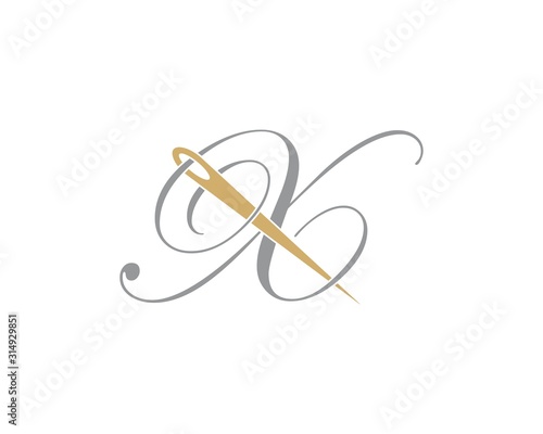 Letter X With Needle Logo Design Template 002