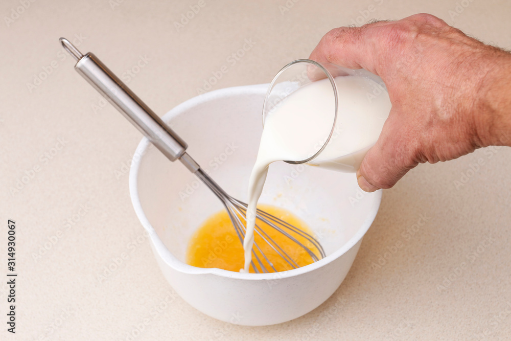 Chef at work: How to make a traditional pancakes Chef at work: How to make a traditional pancakes