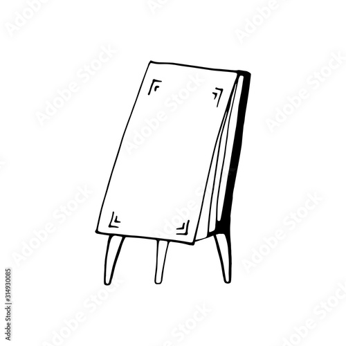 Single element of flipchart in doodle business set. Hand drawn vector illustration for cards, posters, stickers and professional design.