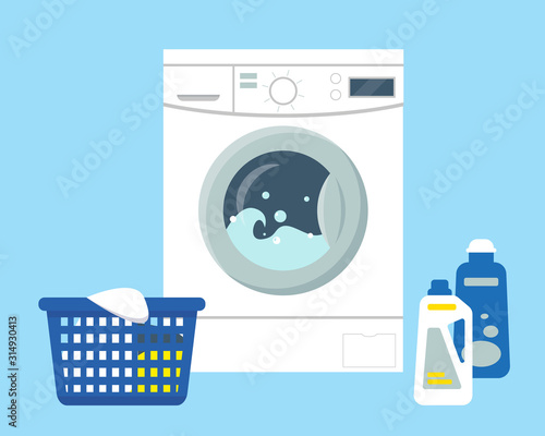 Washing machine. Flat vector illustration.