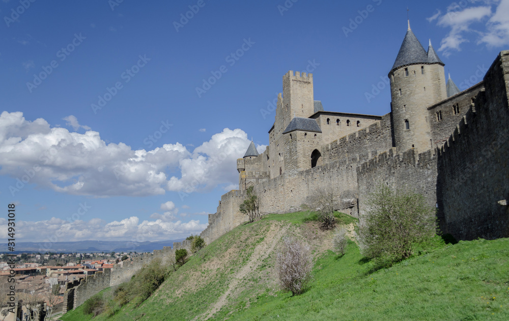 Carcassonne, France, 14 March, 2018 : photo of the old city of Carcassonne