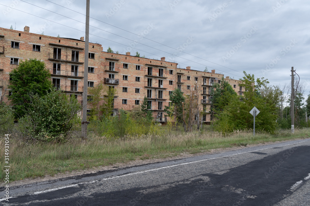 Large residential building from which people were evicted. Eviction of tenants from apartments. Exclusion Zone. Large residential building from which people were evicted. Eviction of tenants from apartments. Exclusion Zone.