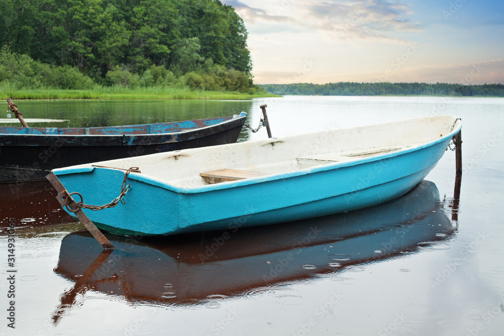 Boats On The Lake. Morning nature before fishing Boats On The Lake. Morning nature before fishing