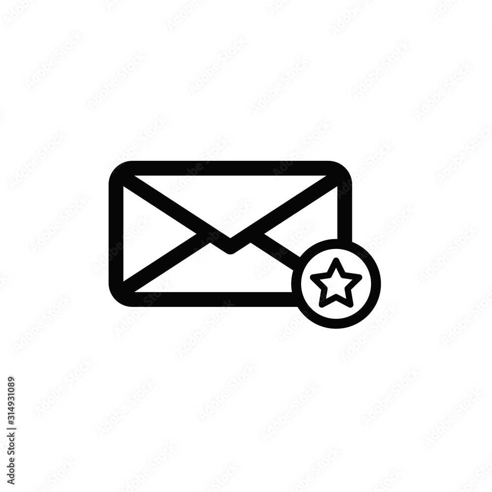 mail icon. The envelope with star. important email, add to favourite icon. line style mail icon. The envelope with star. important email, add to favourite icon. line style