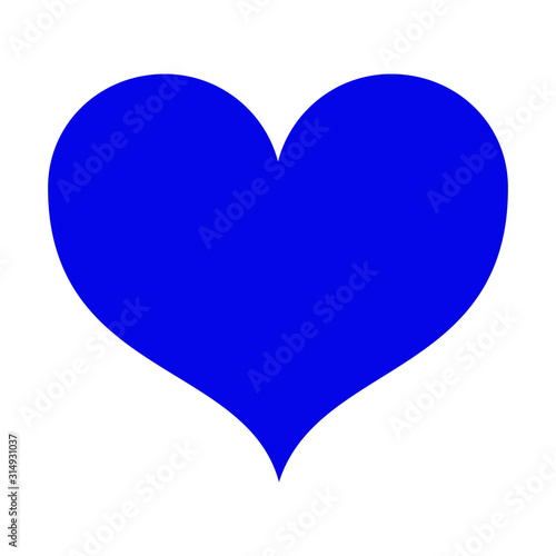 Blue heart beautiful shape isolated on white background. A symbol of love, Valentine's day, the day of the wedding. Template. Suitable for printing, design. Vector