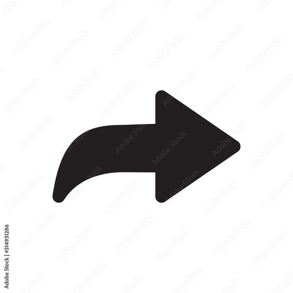 Forward icon, share or redo. Arrow black vector icon. Forward icon, share or redo. Arrow black vector icon.