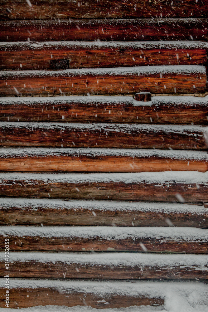 closeup background of old wood planks under snow closeup background of old wood planks under snow