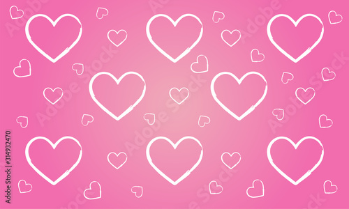 Hearts on pink background. Valentine s day artistic hand drawn hearts pink background