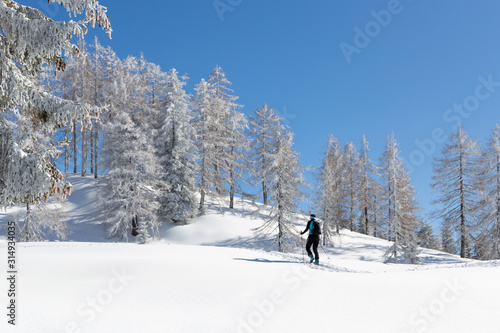 Ski mountaineering in the Austrian Alps. Winter sport concept © Olha Sydorenko