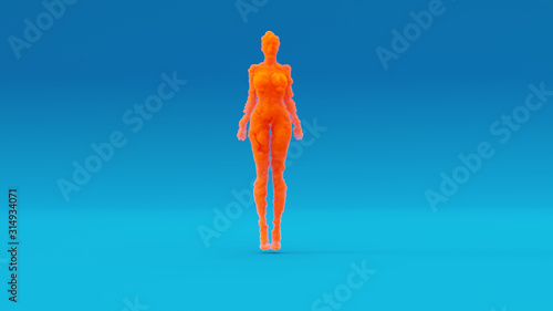 Photography Orange Woman Sexy Smoke Figure Spirit Floating Blue Background 3d illustration 3