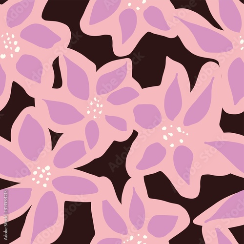 pink and purple mod abstract expressive floral. seamless vector pattern