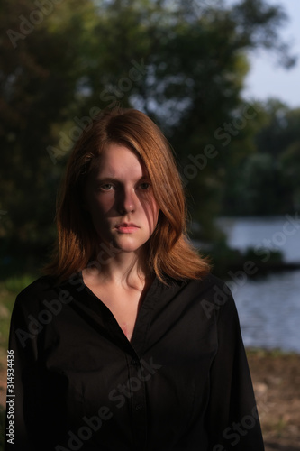 Emotional portrait redhead offended teen girl © yarohork