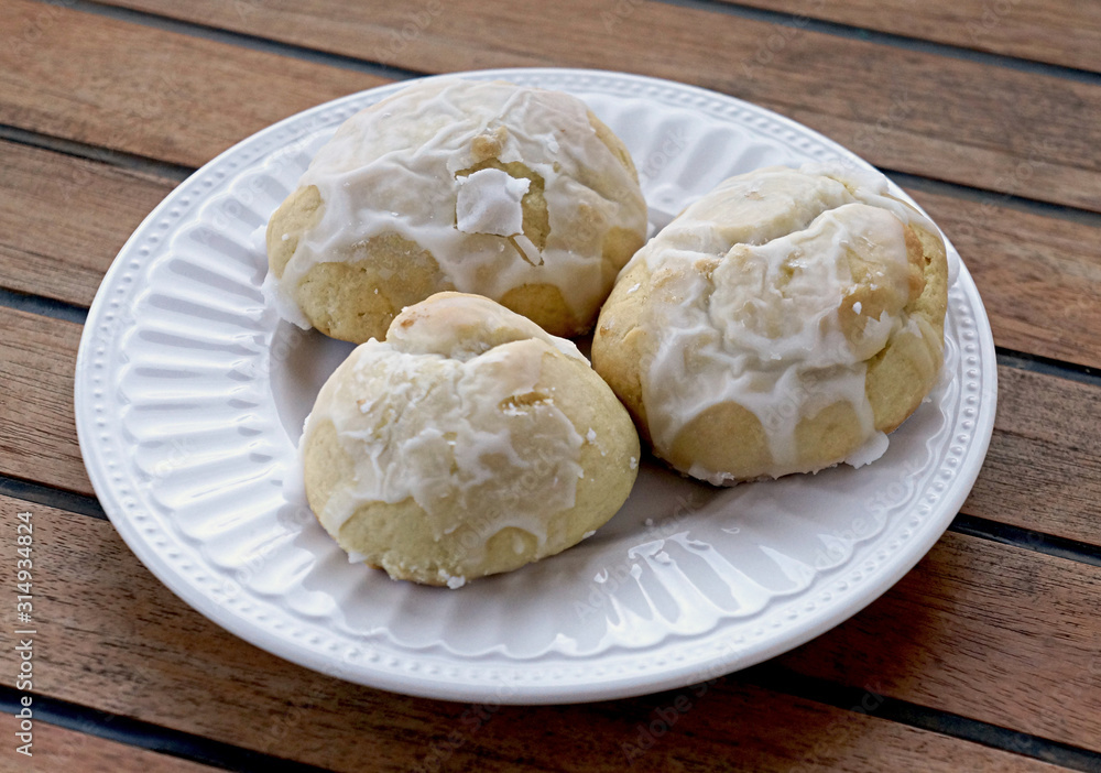 Homemade cookies with icing on plate