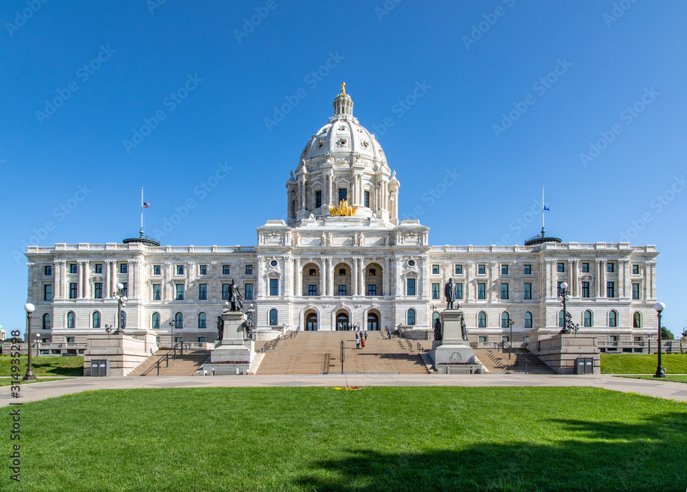 St. Paul Minnesota State Capitol Building on a Blue Sky Summer Day 