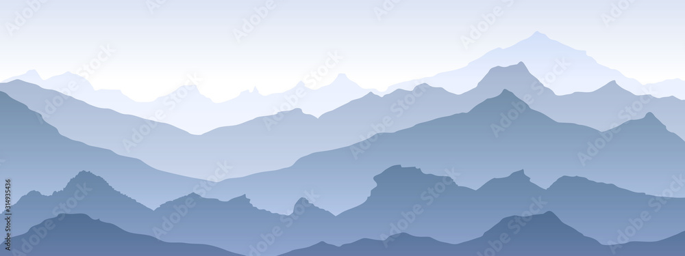 blue Pattern texture eps 10 illustration background View of blue mountains - vector - obrazy, fototapety, plakaty 