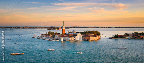 Panoramic aerial view at San Giorgio Maggiore island, Venice, Italy photo