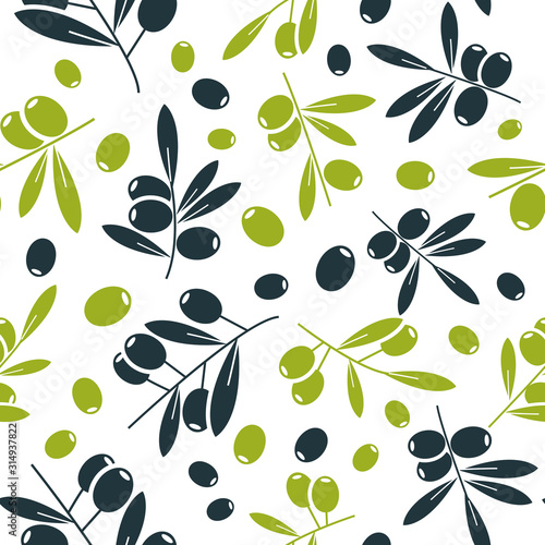 Organic olive flat seamless pattern