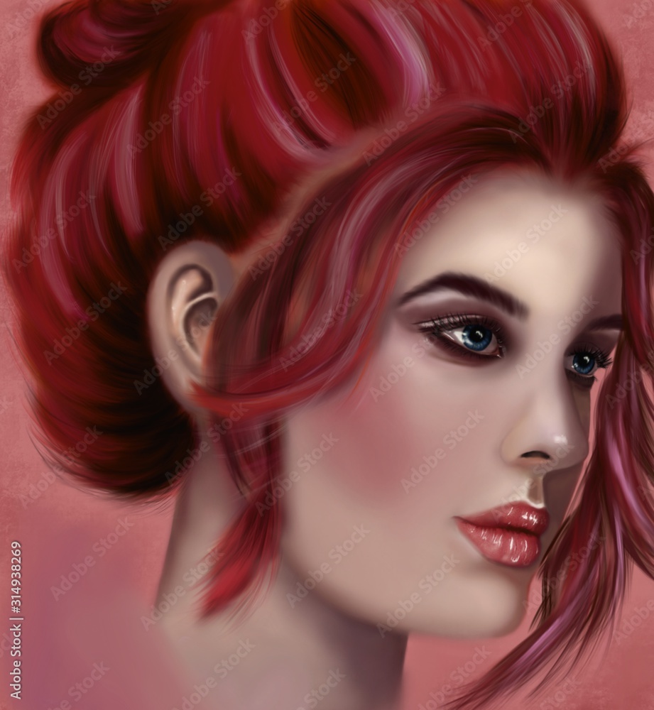 Fototapeta premium Woman fashion illustration portrait