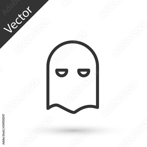 Grey line Executioner mask icon isolated on white background. Hangman, torturer, executor, tormentor, butcher, headsman icon. Vector Illustration